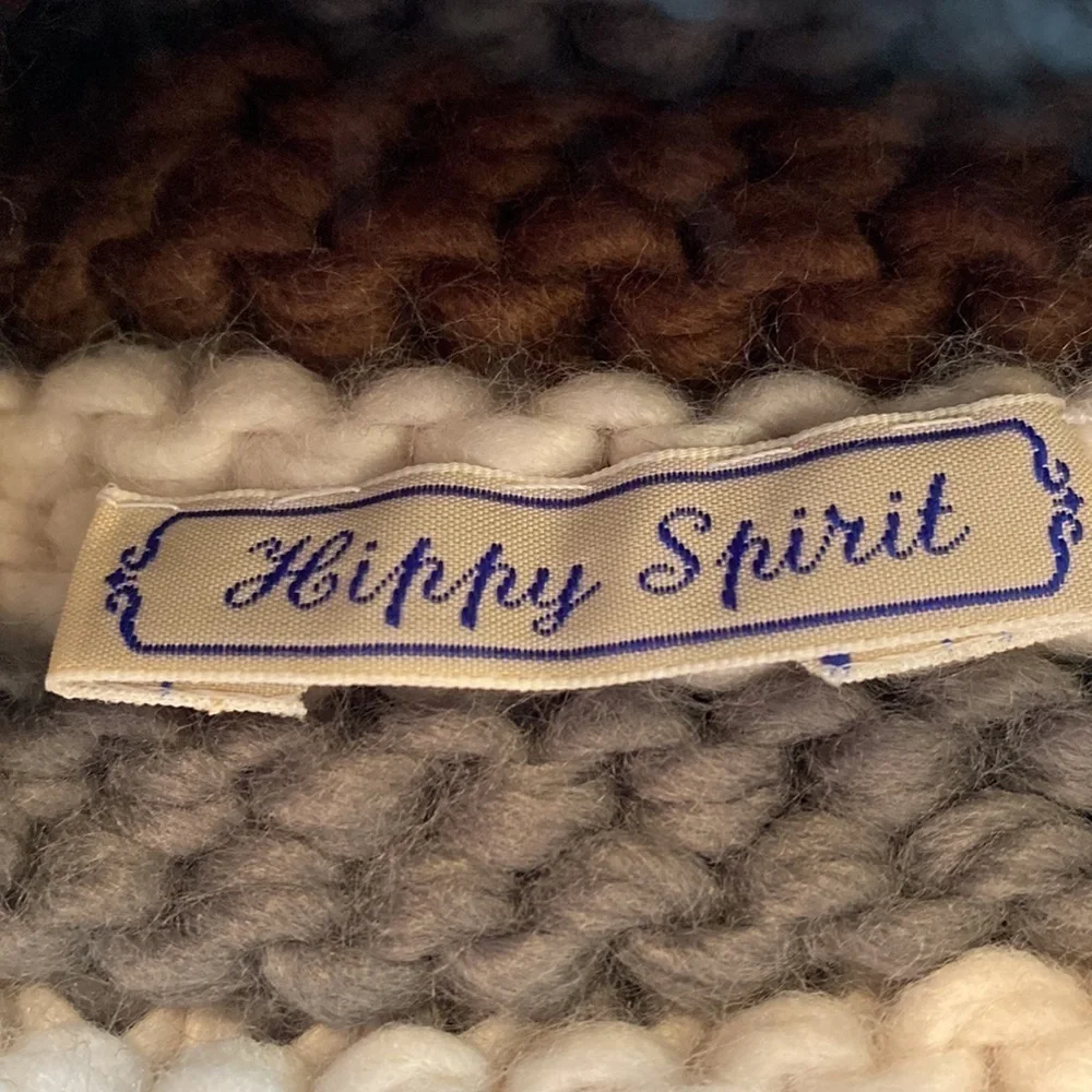 NWOT Hand Knit Chunky Pom Pom Hat with Embellishments